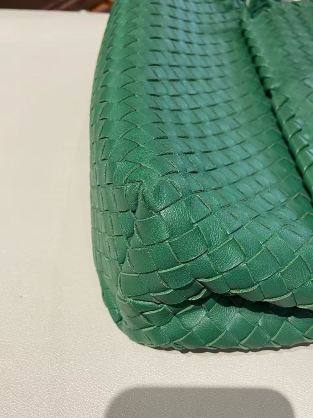 N16 Slightly Used Bottega Veneta Green Woven Leather Shoulder Chain Bag - Picture 14 of 14